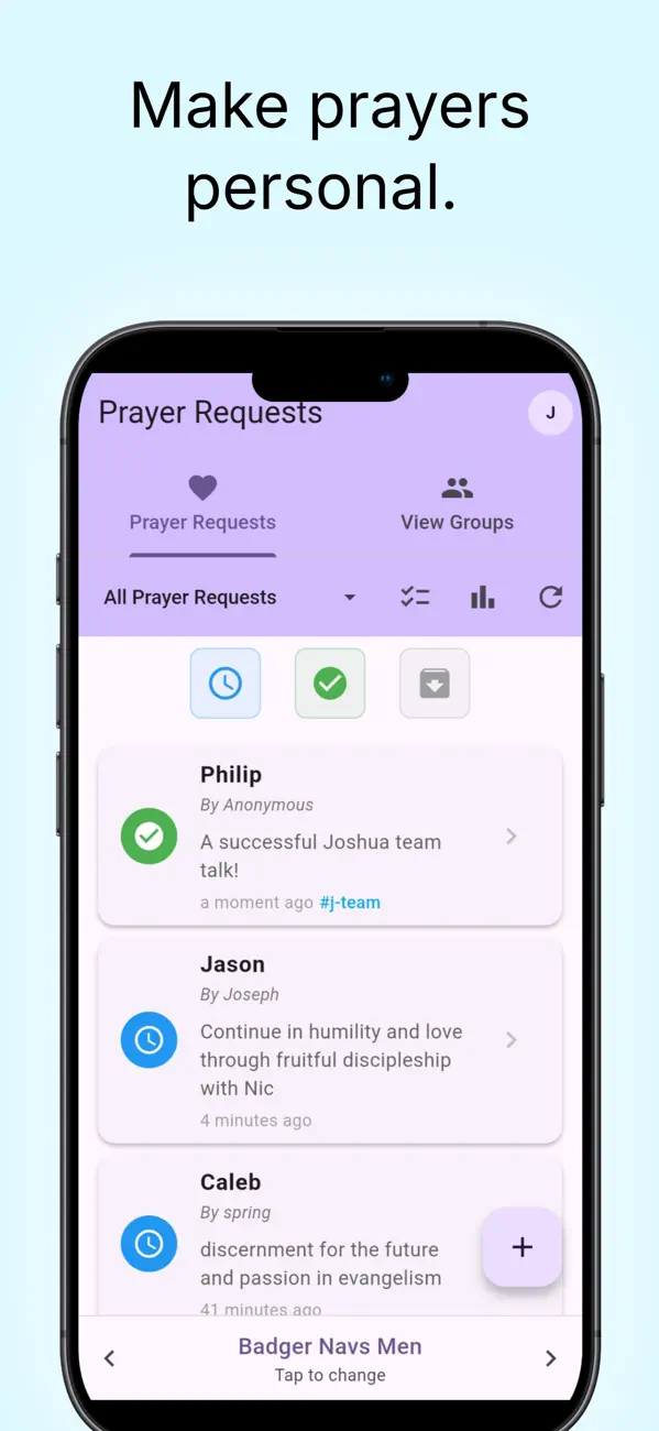 PrayChrist home screen for daily prayer
