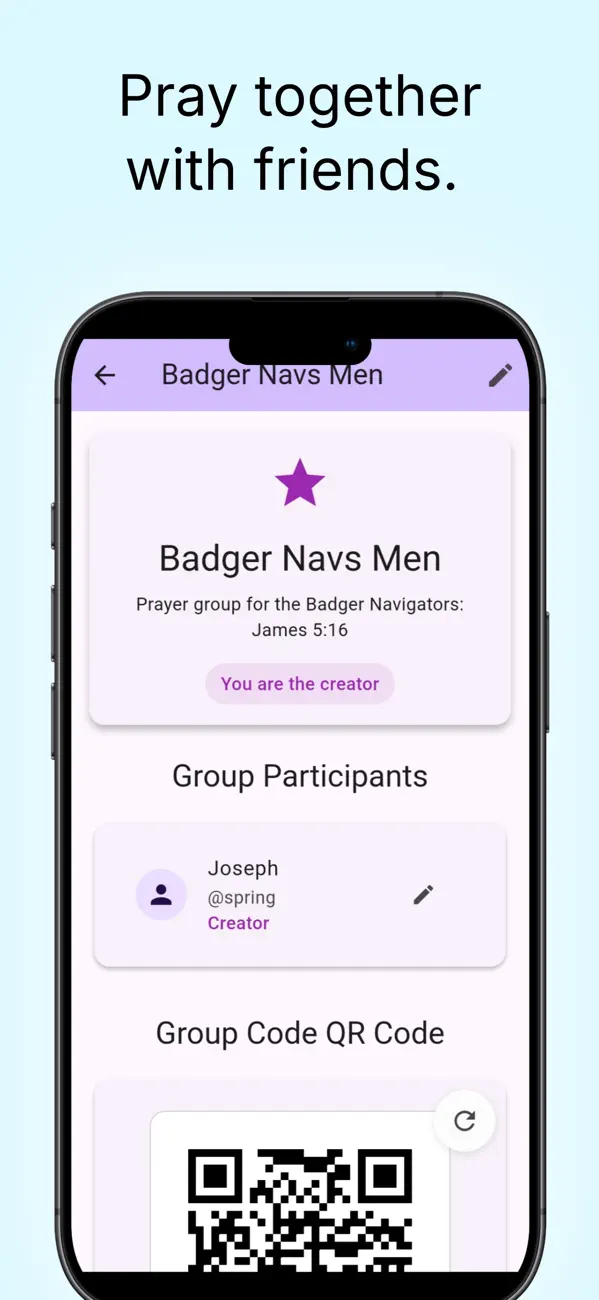 Prayer groups screen